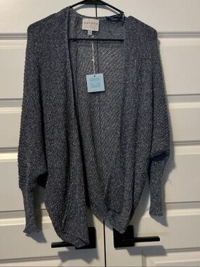 Hayden Open-Front Cardigan Sweater - Charcoal Blue